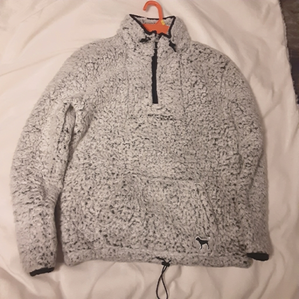 Pink sherpa half zip pullover